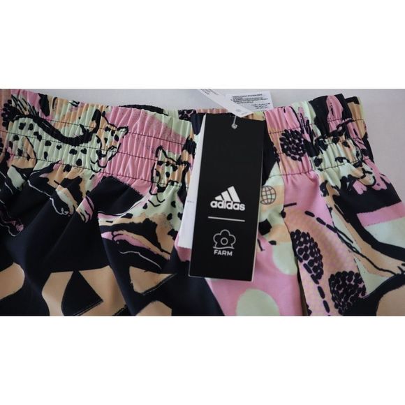 adidas HC1826 Women's Sz XL Black Farm Rio All Over Print Woven Shorts - Picture 3 of 10